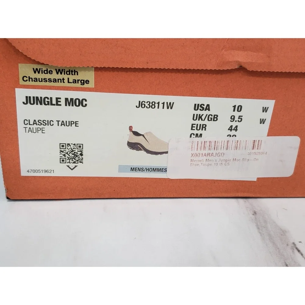 NEW 10 WIDE Merrell J63811W Jungle Moc Classic Taupe Slip-On Suede Hiking Shoes